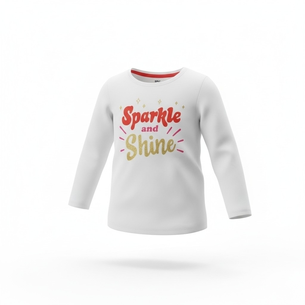 Epic Threads Girls White Sparkle and Shine Long Sleeve Shirt NWT Size 4T